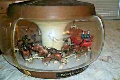 VINTAGE BUDWEISER WORLD CHAMPION CLYDESDALE TEAM LIGHTED HANGING CAROUSEL SIGN