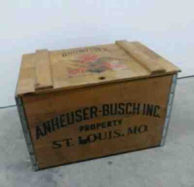 Vtg Anheuser Busch Budweiser Since 1887 Wooden Beer Crate Eagle