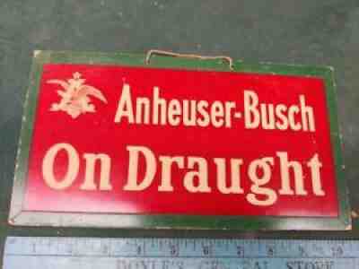 EARLY 1900s ANHEUSER-BUSCH 'ON DRAUGHT' EMBOSSED CARDBOARD SALOON SIGN-6x14-NICE