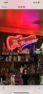 Budweiser Beer Advertising Neon Guitar Sign Rare