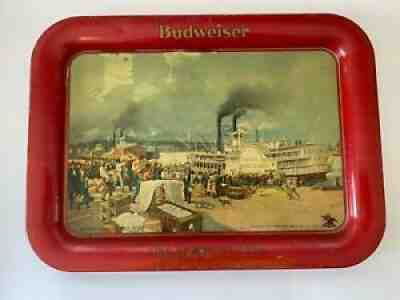 1914 BUDWEISER BEER TRAY PRE-PROHIBITION STEAMBOAT ANHEUSER-BUSCH