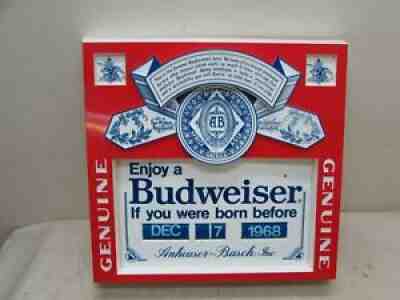 Vintage Budweiser Born Before 1960-1971 Sign Drinking Birth Date Month Day Year