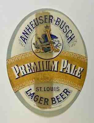 Vintage Early PrePro Anheuser Busch Premium Pale Beer Label St Louis MO ca.1890s