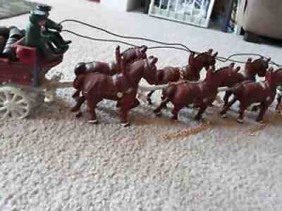 Cast Iron Budweiser Clydesdale 8 Horse Hitch