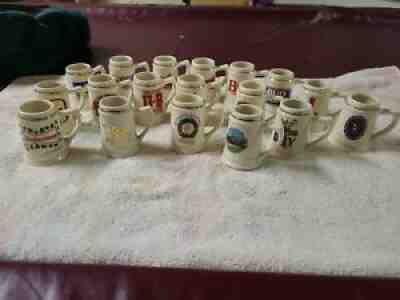 18 Anheuser Busch Budweiser Miniature Ceramic Beer Steins Shot Mugs USA