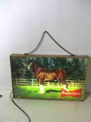 1957 Budweiser Beer Clydesdale Horse Back Bar Light Up Sign Anheuser Busch