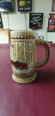 Vtg. CS50 1981 Budweiser Bud Snowy Woodland Stein 2nd Series Holiday Beer Stein