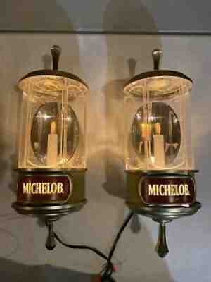 MICHELOB Beer Crystal Light Wall sconces sign bar tavern Budweiser 1982