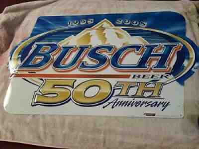 ANHEUSER-BUSCH BUSCH BEER ð?ºMETAL SIGN 2004 1955-2005 50TH ANNIVERSARY NWT