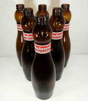 Lot Of 6 Vtg Budweiser Beer Bottles ABC Bowling Pin Collectible