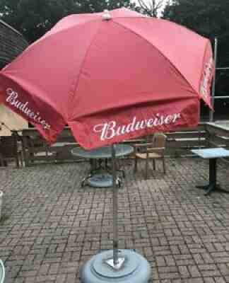 New Budweiser Beer Large Market Umbrella , 7' , Red HD Vinyl, Patio, Beach, WOW