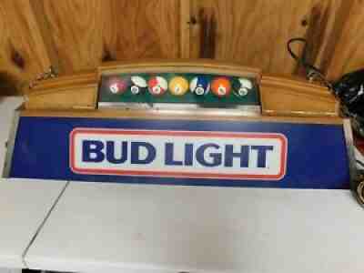 Bud Light pool table overhang light pool balls WORKING mancave bar decor