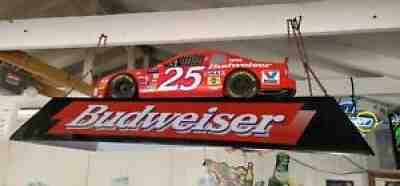 RARE NASCAR #25 BUDWEISER POOL TABLE LIGHT NEON SIGN MANCAVE