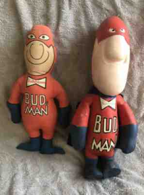 Vintage Cloth Foam Doll Budweiser Beer BudMan Anheuser Busch Classic Set Of 2