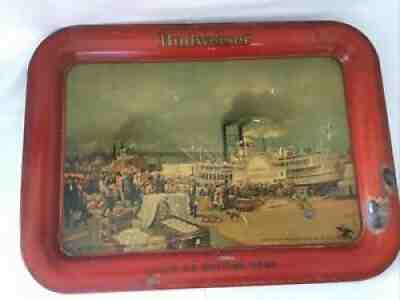 Vintage Budwieser Tray Pre-prohibition St Louis Levee In 1870â??s Copyright 1914