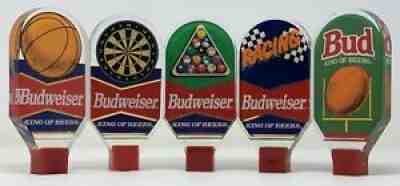 Set of 5 Budweiser Acrylic Sports Beer Tap Handle