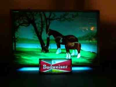 Rare VTG 1950's BUDWEISER King Of Beers Lighted Sign Clydesdales Horses 20 x 14