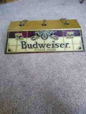 Vintage 1972 Budweiser Beer Bar Pool Table Light Stained Leaded Glass Style RARE