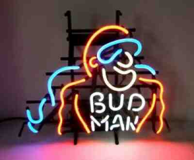 Vintage 1991 Original BUD MAN Budweiser NEON LIGHT SIGN Bar Man Cave 18.5