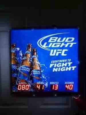 Bud Light UFC Countdown to Fight Night Sign, Lights and Clock Work, New Cord