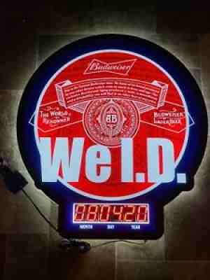 Budweiser Beer WE ID Countdown Clock Light Up LED Sign Game Room Anheuser Busch