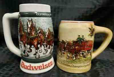 1980 Budweiser Champion Clydesdale and 50th Anniversary 1933-1983 Holiday Mugs