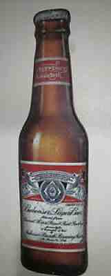 Budweiser Bottle c.1918 Large Premium Metal Sign for Man Cave Bar or Garage