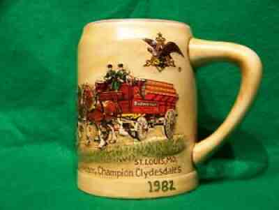 *1982* Rare Budweiser St. Louis Champion Clydesdale Ceramarte Stein