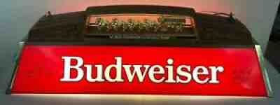 Budweiser 1983 Pool Poker Table Lighted Hanging Sign Clydesdale Team Vintage