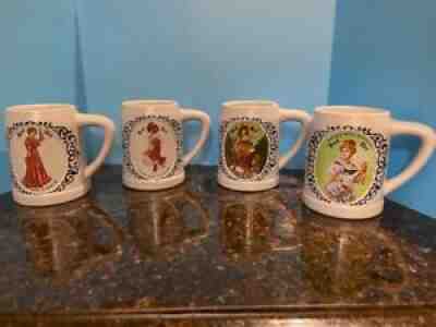 Vintage Budweiser Ceramarte Bud-Girls Stein CS-10 Set Of 4 Anheuser-Busch Mugs