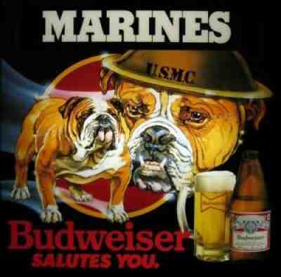 VTG 1985 BUDWEISER BUD BEER U.S.M.C MARINES BULLDOG IN MOTION BAR LIGHT PUB SIGN