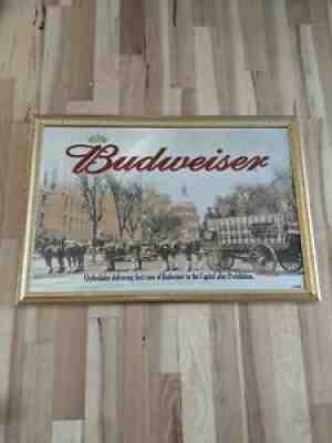 RARE BUDWEISER CLYDESDALE BEER MIRROR SIGN HERITAGE PROHIBITION 36