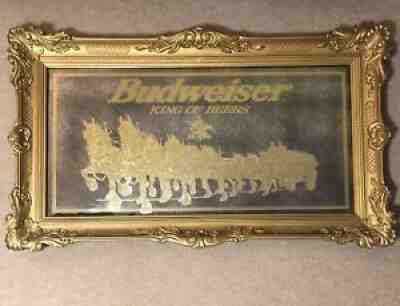 Rare 58â? Budweiser Gold Clydesdale Horse Mirror Beer Sign Anheuser Busch