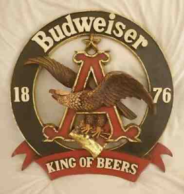 Vintage Budweiser 1876 King Of Beers 3D Eagle Large Wall Sign! SUPER RARE!