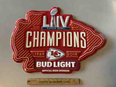 NEW Bud Light Kansas City Chiefs NFL SuperBowl Metal Beer Bar Tin Tacker Sign