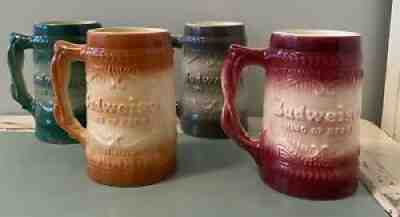 Vintage Ceramic Budweiser Mugs by McCoy Set of 4 Different Colors Fantastic!