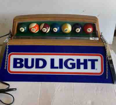 Bud Light Pool Table Light With Pool Balls Vintage EUC