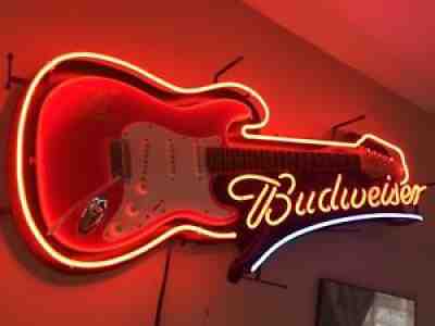 Budweiser Limited Edition Electric Guitar Neon Sign Rare King Of Neons Original