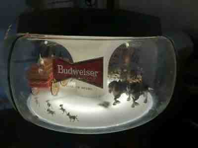 VINTAGE BUDWEISER BEER CLYDESDALE PARADE ROTATING CAROUSEL BAR LIGHT PUB SIGN