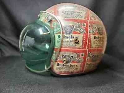 budweiser motorcycle helmet for sale 1984 Mario Andretti Signed Newman Haas IndyCar Replica Helme HUGE Hanging Budweiser Display Helmet