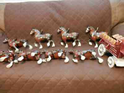 RARE CALIFORNIA POPPYTRAIL POTTERY METLOX BUDWEISER 8 HORSES /WAGON/ DOG