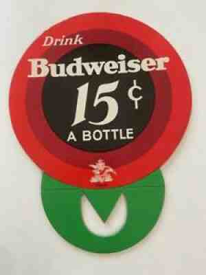 Budweiser 15 Cents A Bottle Vtg RARE 1930s BOX 24 Topper Cardboard Diecut NOS