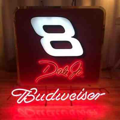 Budweiser Dale Earnhardt Jr #8 Glass Neon Light Beer Bar Nascar Sign - 30