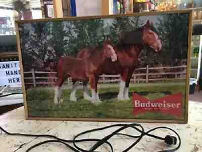 Rare 1950â??s Budweiser Beer Clydesdale Horses Back Bar Lighted Advertising Sign