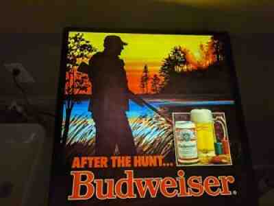 1984 Budweiser Beer Light Up Bar Sign After The Hunt Working Man Cave