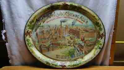 Large 1900s Anheuser Busch St Louis Mo Beer Tray Factory Scene Pre Prohibition