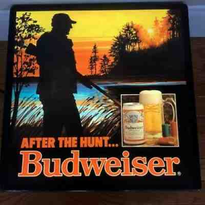 VTG Budweiser Beer Lighted Bar Sign After The Hunt 1984 Hunting Man Cave Works