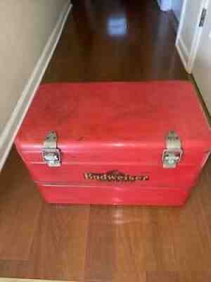 Vintage Budweiser Red Metal Cooler