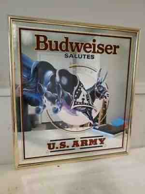 Vintage Budweiser Salutes US Army Bar Mirror, Army Mule, Big 21