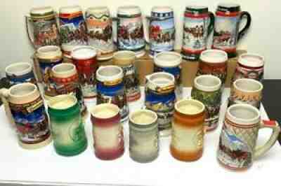 LOT OF 25 HOLIDAY BUDWEISER COLLECTORS BEER STEINS. SET 1987 -2006 Missing 1990